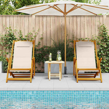 Folding Chair With Armrests Acacia Wood & Textilene