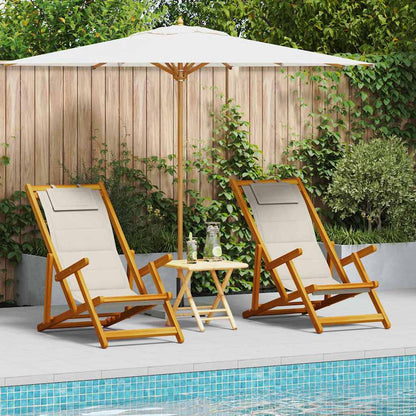Folding Chair With Armrests Acacia Wood & Textilene