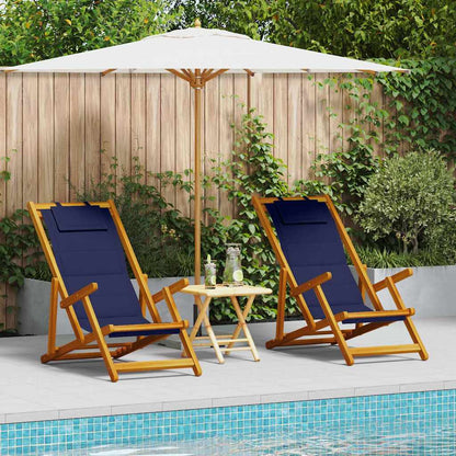 Folding Chair With Armrests Acacia Wood & Textilene