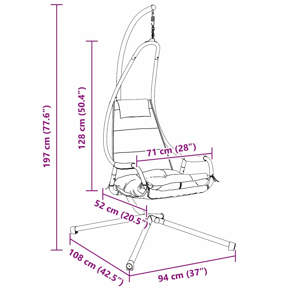 Hanging Egg Chair Folding 94 X 107 X 196.5 Cm Steel