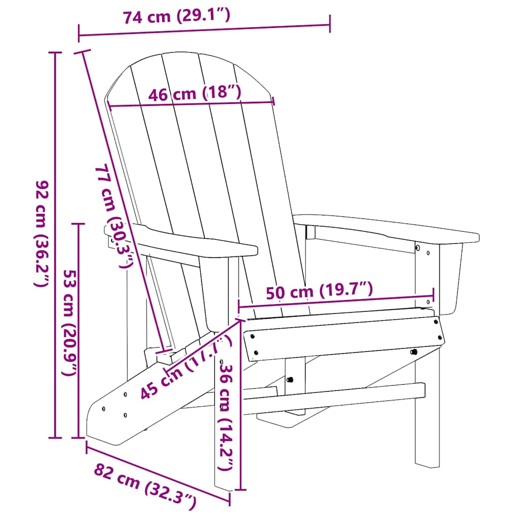 Adirondack Chair 82 X 74 X 92 Cm Hdpe