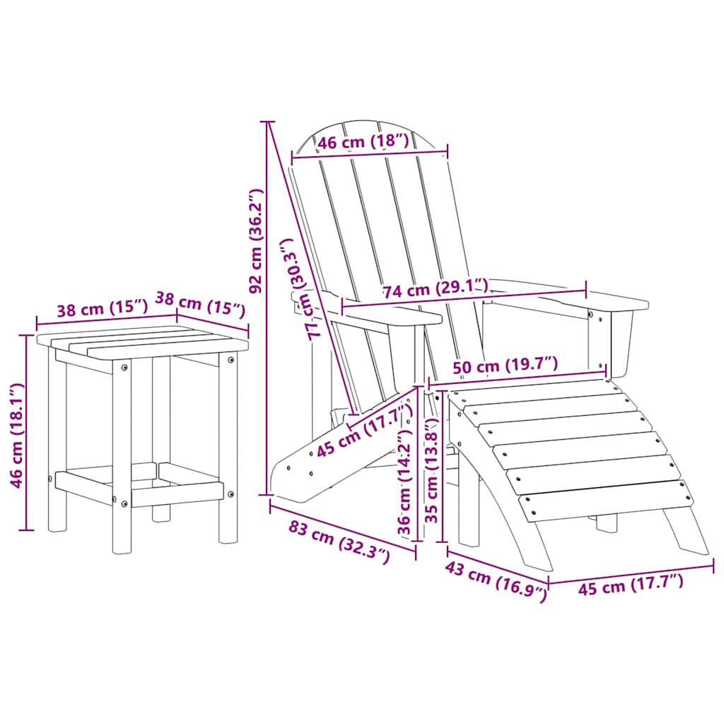 Garden Chair 3 Pcs Navy Polyethylene