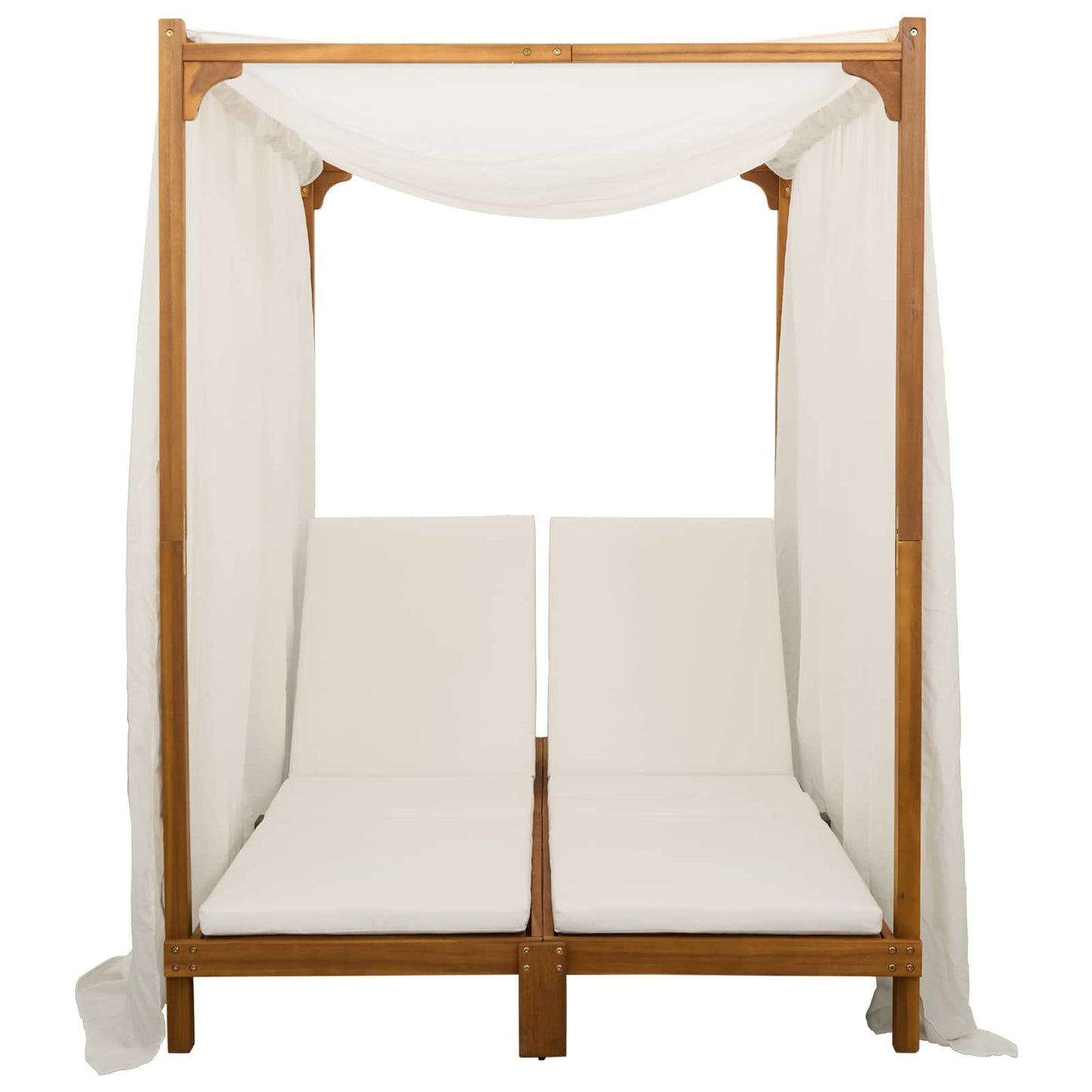 With Canopy And Curtains Solid Acacia Wood