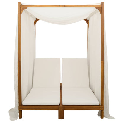 With Canopy And Curtains Solid Acacia Wood