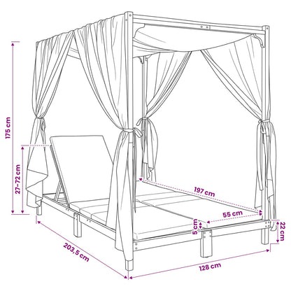 With Canopy And Curtains Solid Acacia Wood