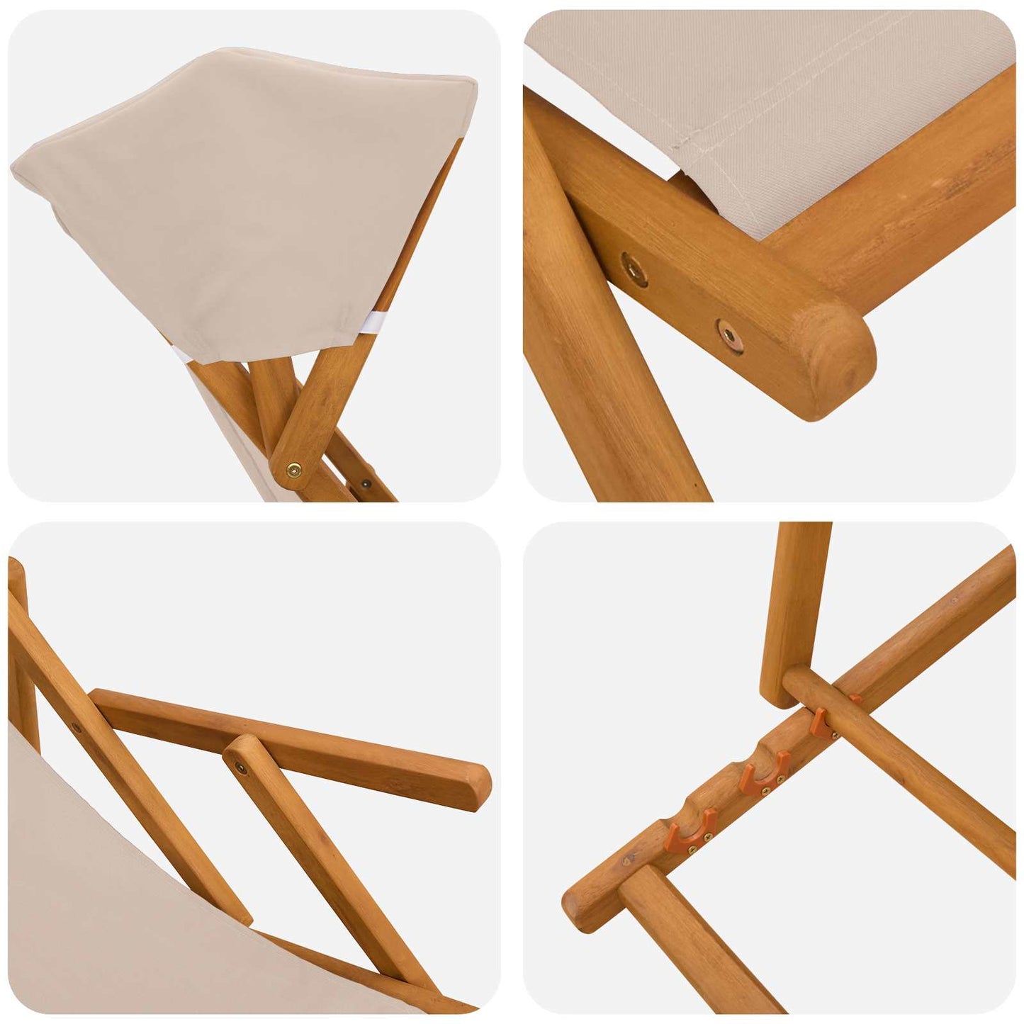 Deck Chair 3 Position Solid Eucalyptus Wood