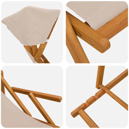 Deck Chair 3 Position Solid Eucalyptus Wood