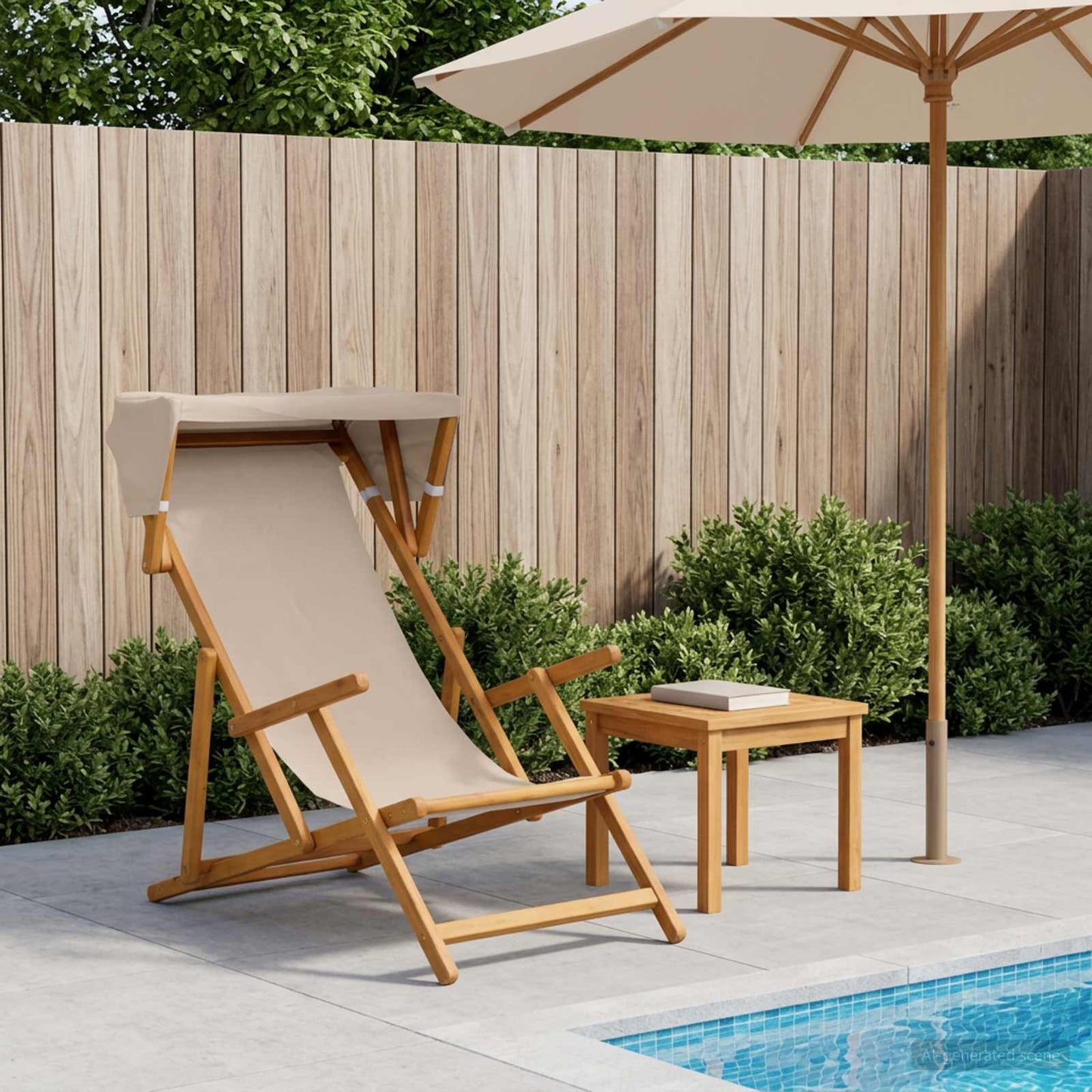 Deck Chair 3 Position Solid Eucalyptus Wood