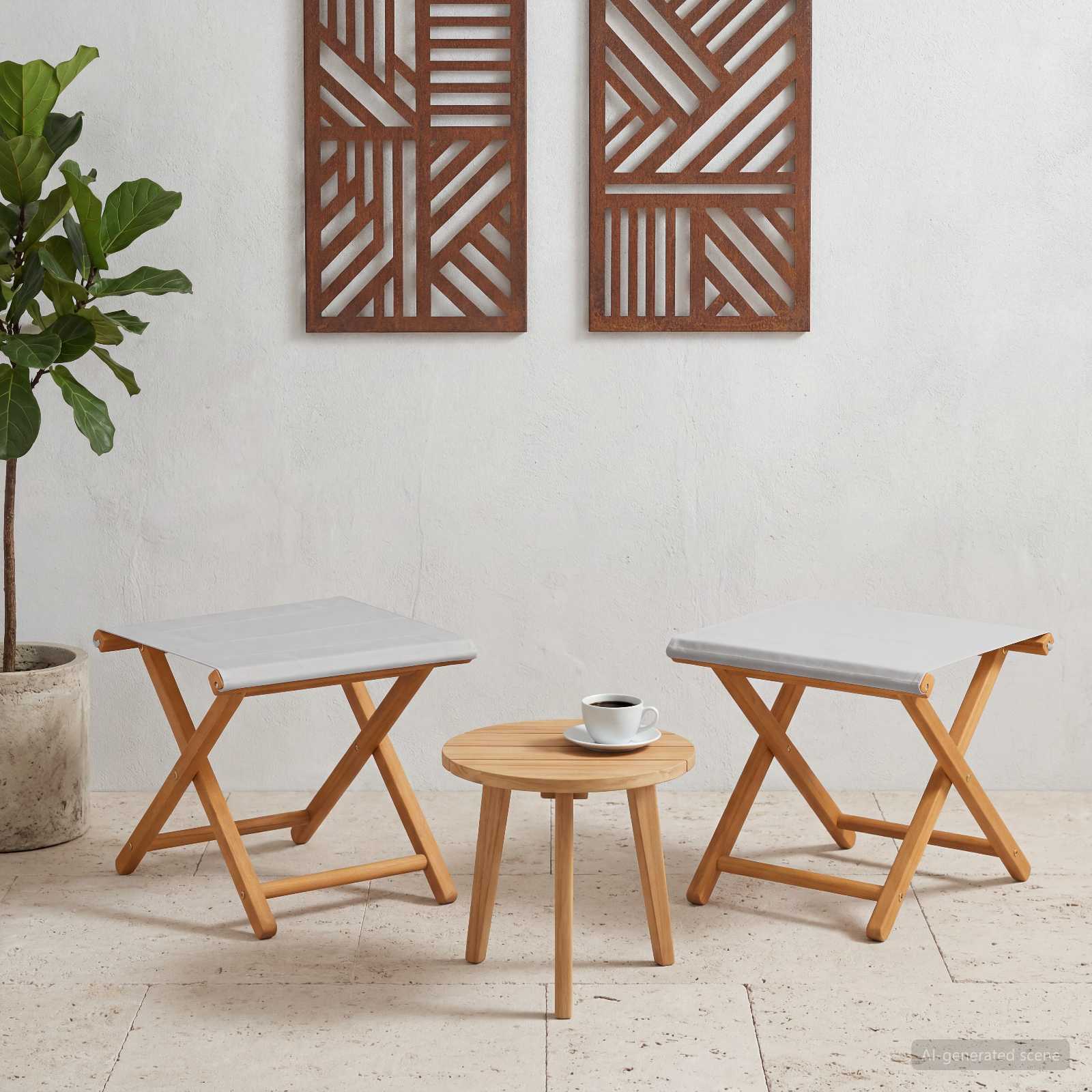 Deck Chair 2 Pcs Solid Eucalyptus Wood