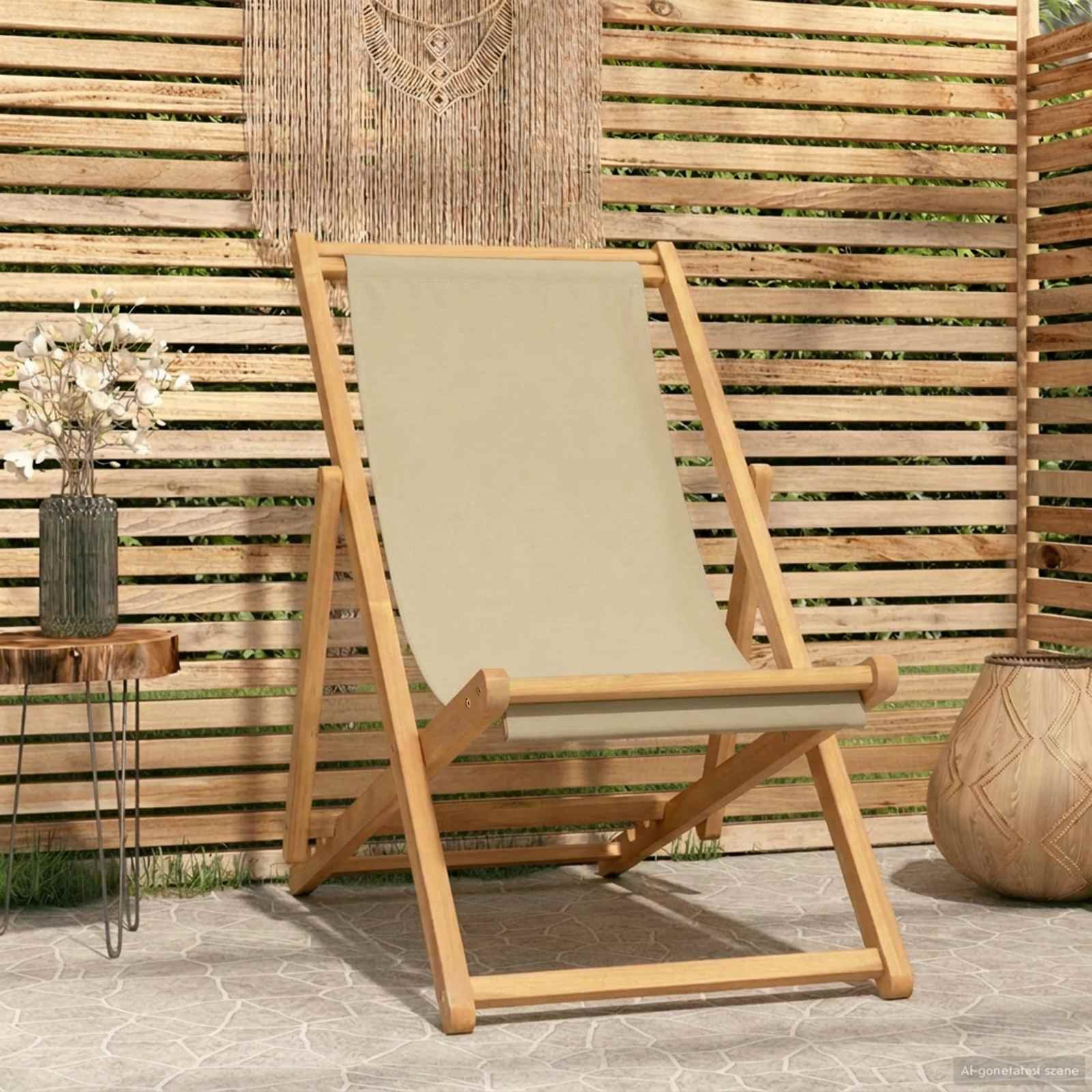 Beach Chair | | Solid Teak Wood, Polyester Fabric | Standard