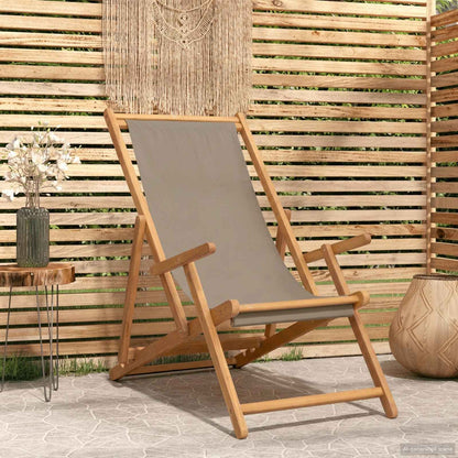 Beach Chair | | Solid Teak Wood, Polyester Fabric | Standard