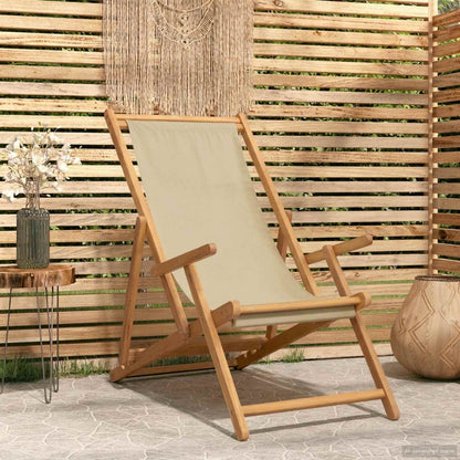 Beach Chair | | Solid Teak Wood, Polyester Fabric | Standard