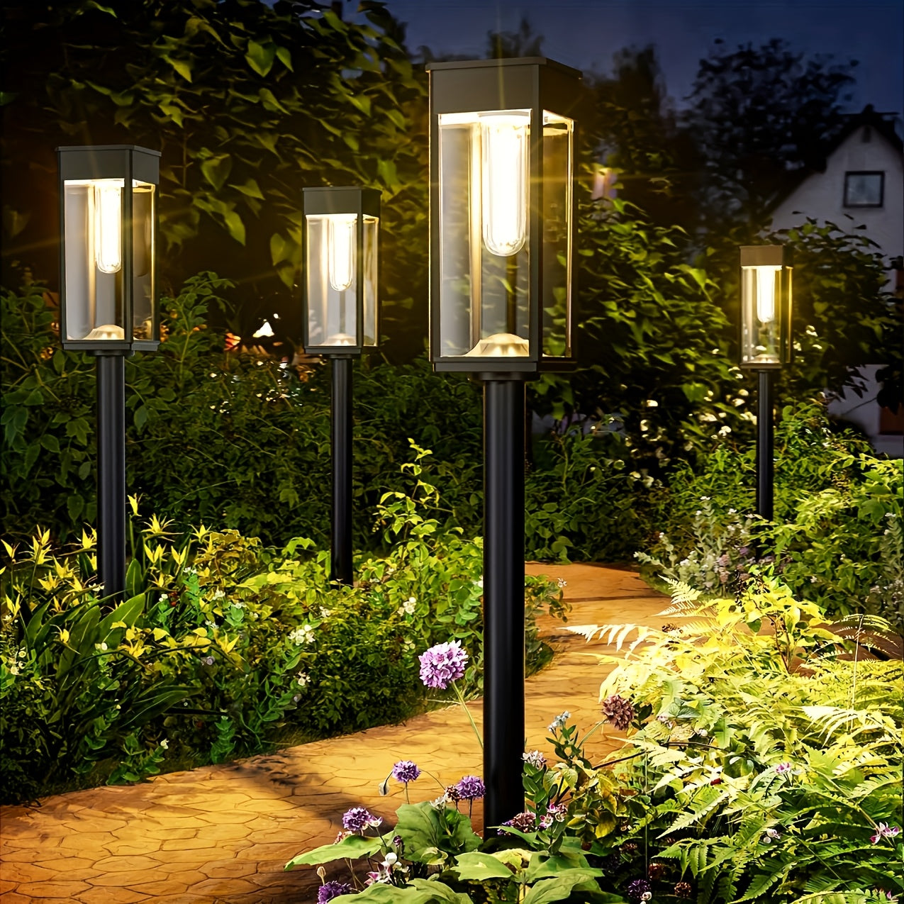 Solar Garden Street Lamps, IP44, Warm White, 4 or 6-Pack