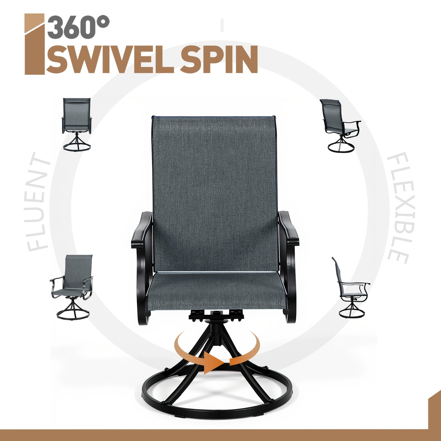 360° Swivel Patio Chairs, UV Resistant, 330 lbs, Set of 2–6