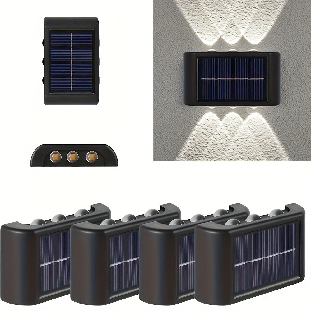 Solar LED Wall Sconces, Up/Down Light, IP44 Waterproof, 4-Pack