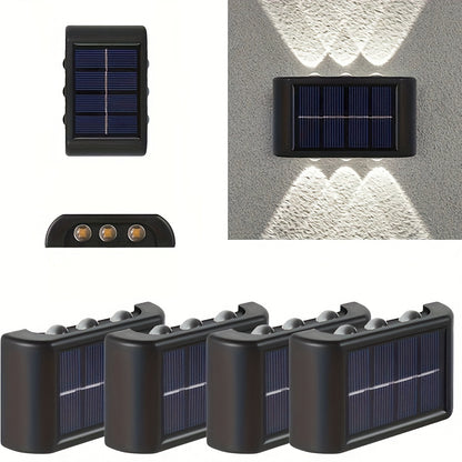 Solar LED Wall Sconces, Up/Down Light, IP44 Waterproof, 4-Pack