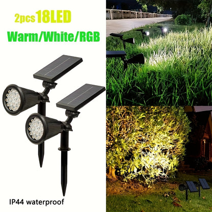 Solar Landscape Spotlights, 18 LEDs, IP44, 3-Level Dimming