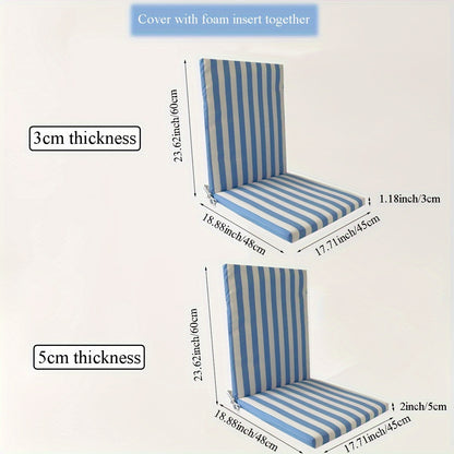 High-Back Chair Cushion, Striped, Foldable, 4 Colour Options
