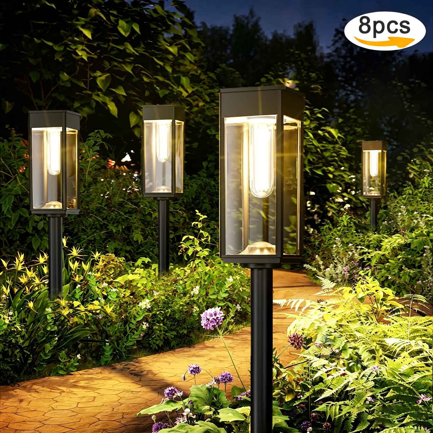 Solar Pathway Lights, IP44, Warm White, 4 or 8-Pack
