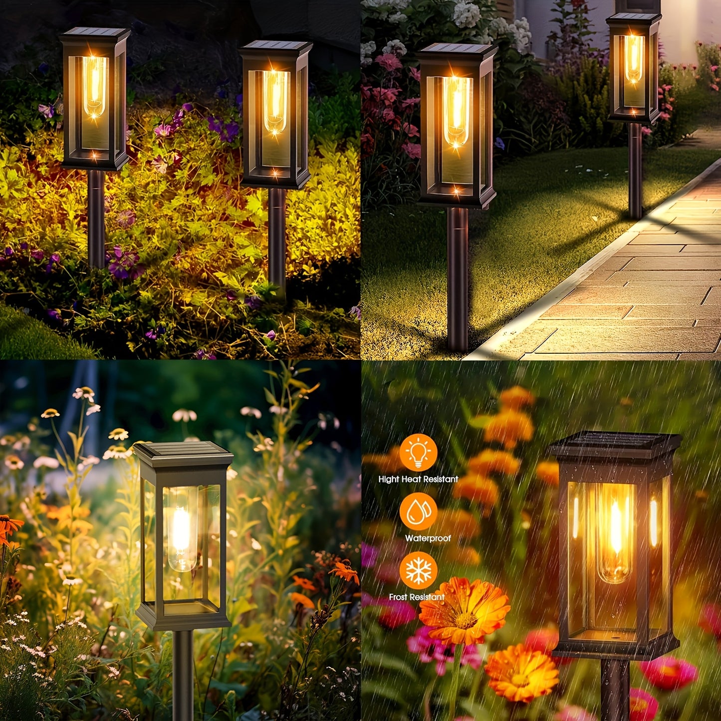 Solar Pathway Lights, IP44, Warm White, 4 or 8-Pack