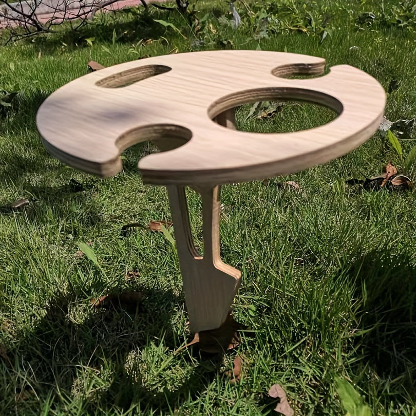 Folding Outdoor Wine Rack Table, Portable Wood, Beach & Camping