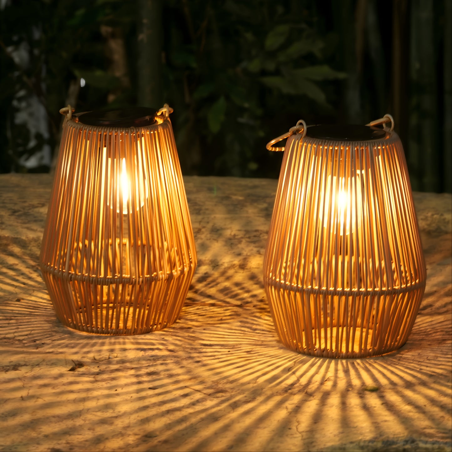 Handmade Solar Rattan Hanging Lanterns, Bohemian Style, 1–4 Pack