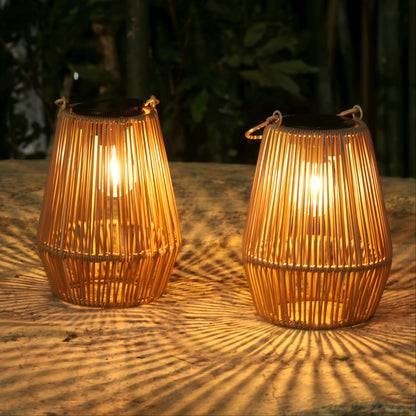 Handmade Solar Rattan Hanging Lanterns, Bohemian Style, 1–4 Pack