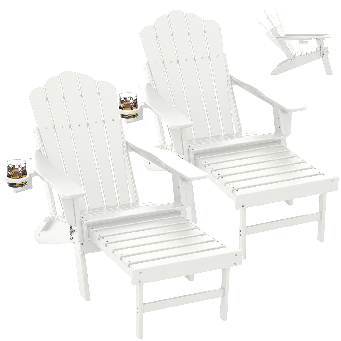HDPE Adirondack Chair with Ottoman, Adjustable, All-Weather