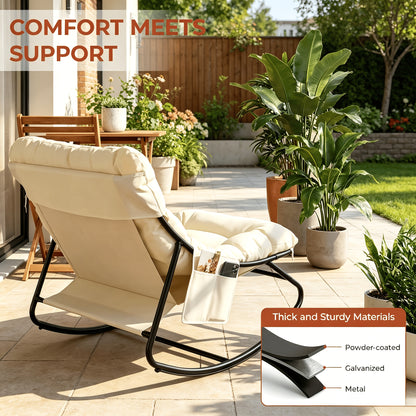 Papasan Rocking Chair with Ottoman, Metal Frame, Cushioned