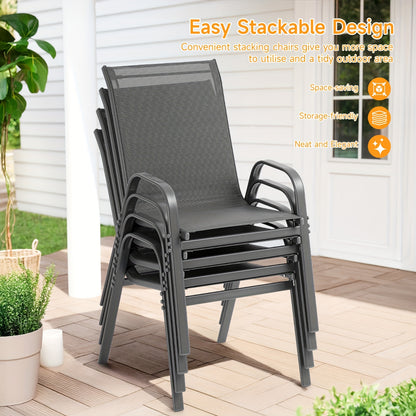 Outdoor Patio Dining Chairs, Textilene, High Back, Set of 2–6