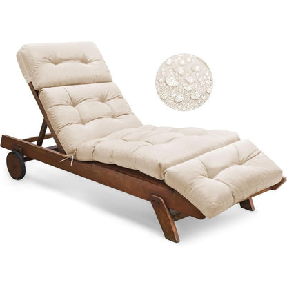 Memory Foam Lounge Chair Cushion, Waterproof, 74" × 22", 4 Colours