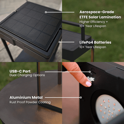 Solar Metal Lantern with Touch Control, Aluminium, 2 Colours