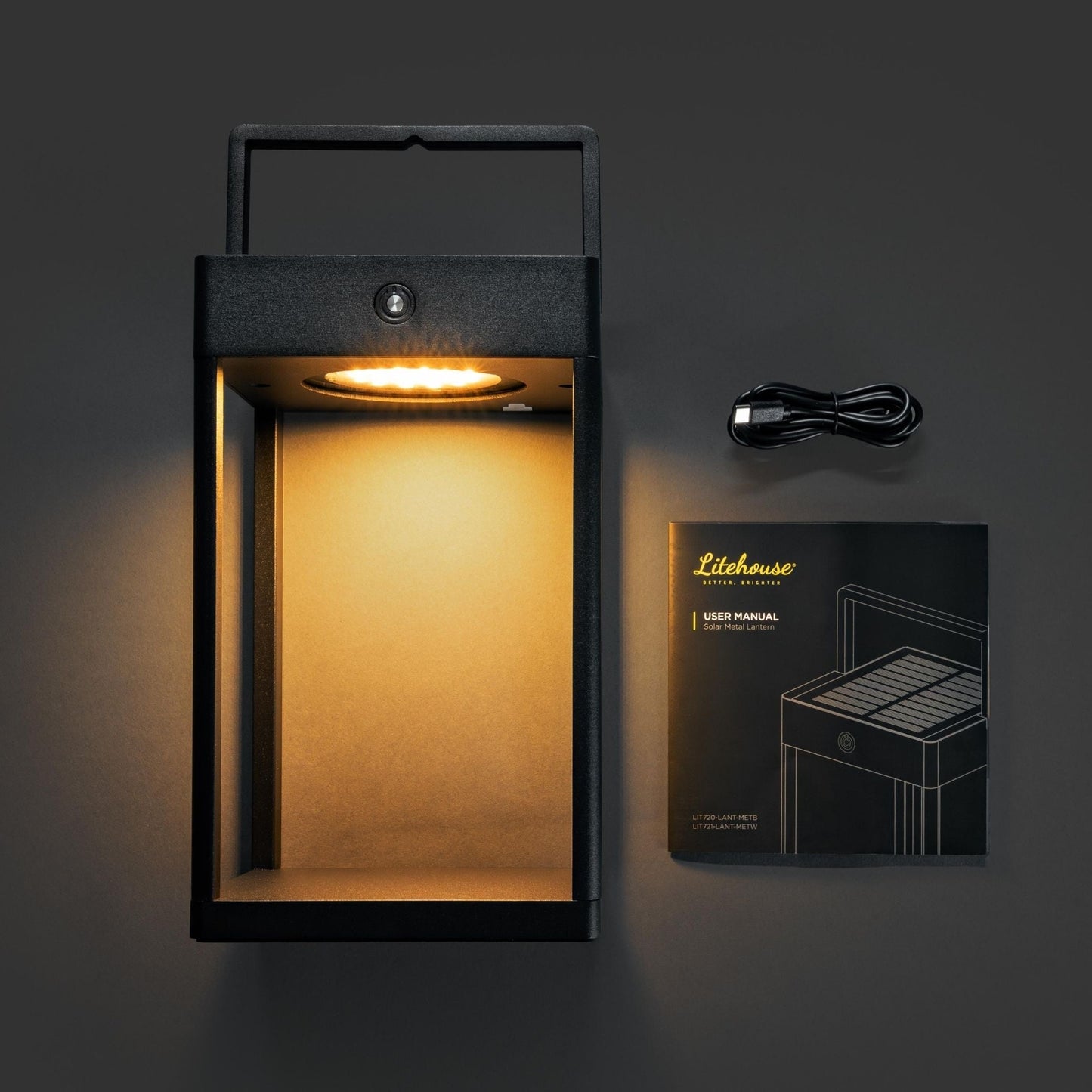 Solar Metal Lantern with Touch Control, Aluminium, 2 Colours