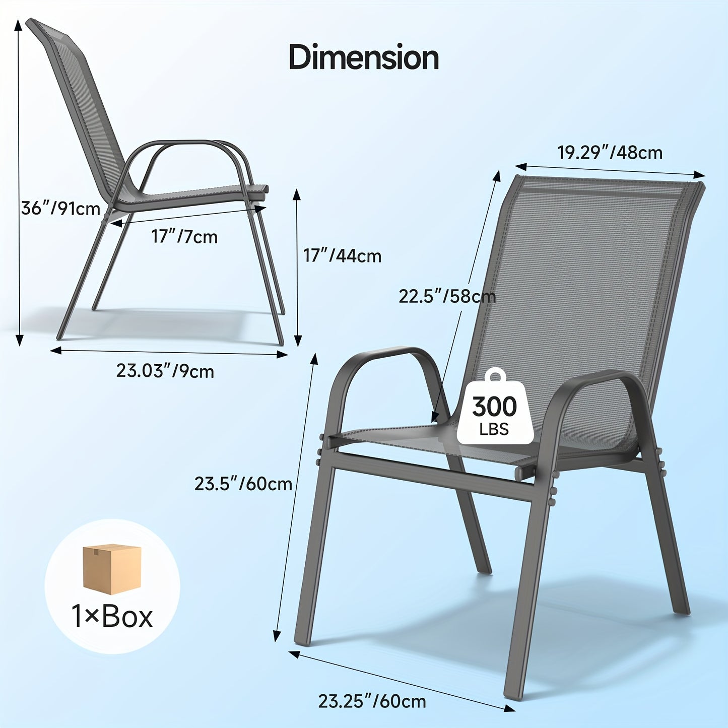 Outdoor Patio Dining Chairs, Textilene, High Back, Set of 2–6