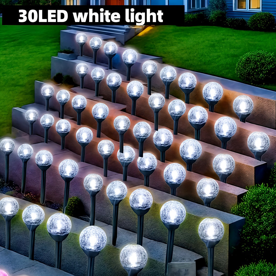 Solar Bubble Ball Lawn Lights, 30–50 LEDs, 8 Modes, IPX4