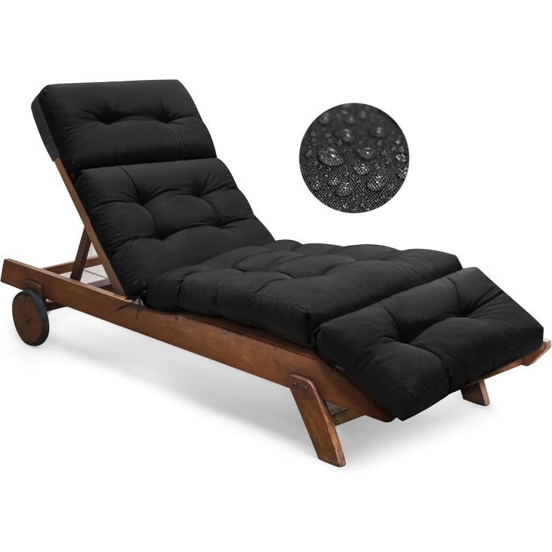 Memory Foam Lounge Chair Cushion, Waterproof, 74" × 22", 4 Colours