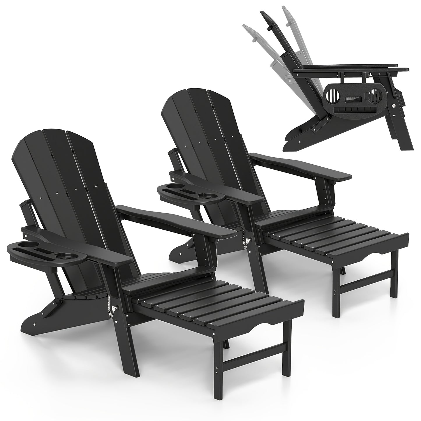 HDPE Adirondack Chair with Ottoman, Adjustable, All-Weather