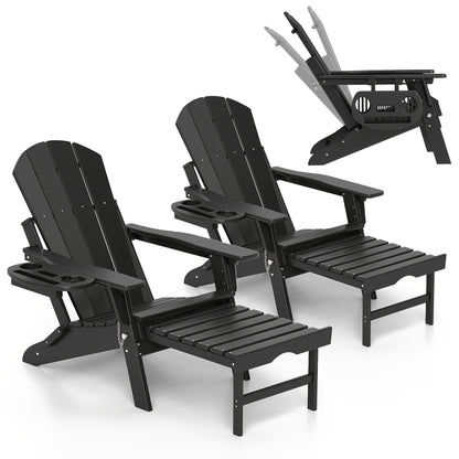 HDPE Adirondack Chair with Ottoman, Adjustable, All-Weather
