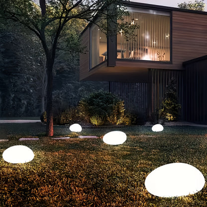 Solar Luminous Pebble Garden Lights, 4-Pack, Warm or White