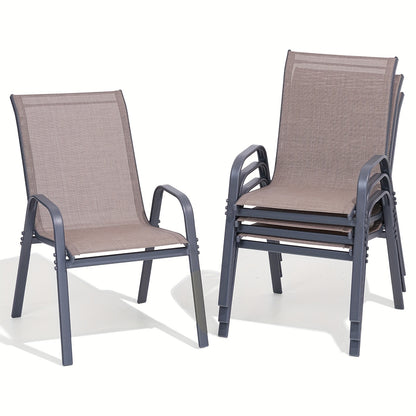 Outdoor Patio Dining Chairs, Textilene, High Back, Set of 2–6
