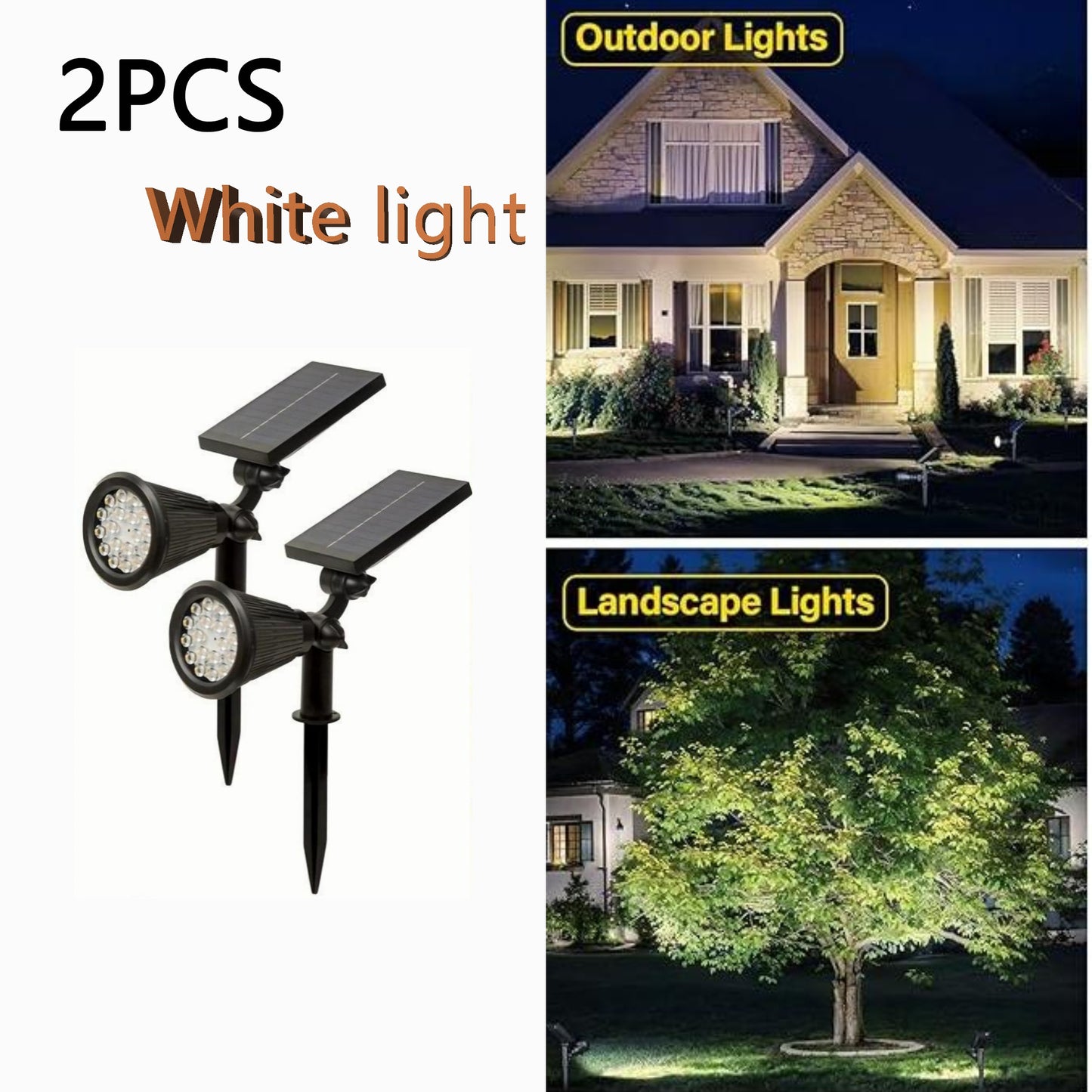 Solar Landscape Spotlights, 18 LEDs, IP44, 3-Level Dimming