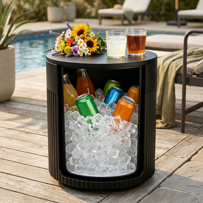 3-in-1 HDPE Outdoor Cooler Side Table, 24-Can Capacity, Portable