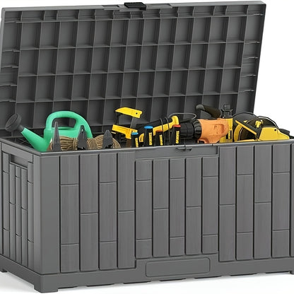 Outdoor Storage Bench, 31–60 Gallon, UV Resistant, Lockable