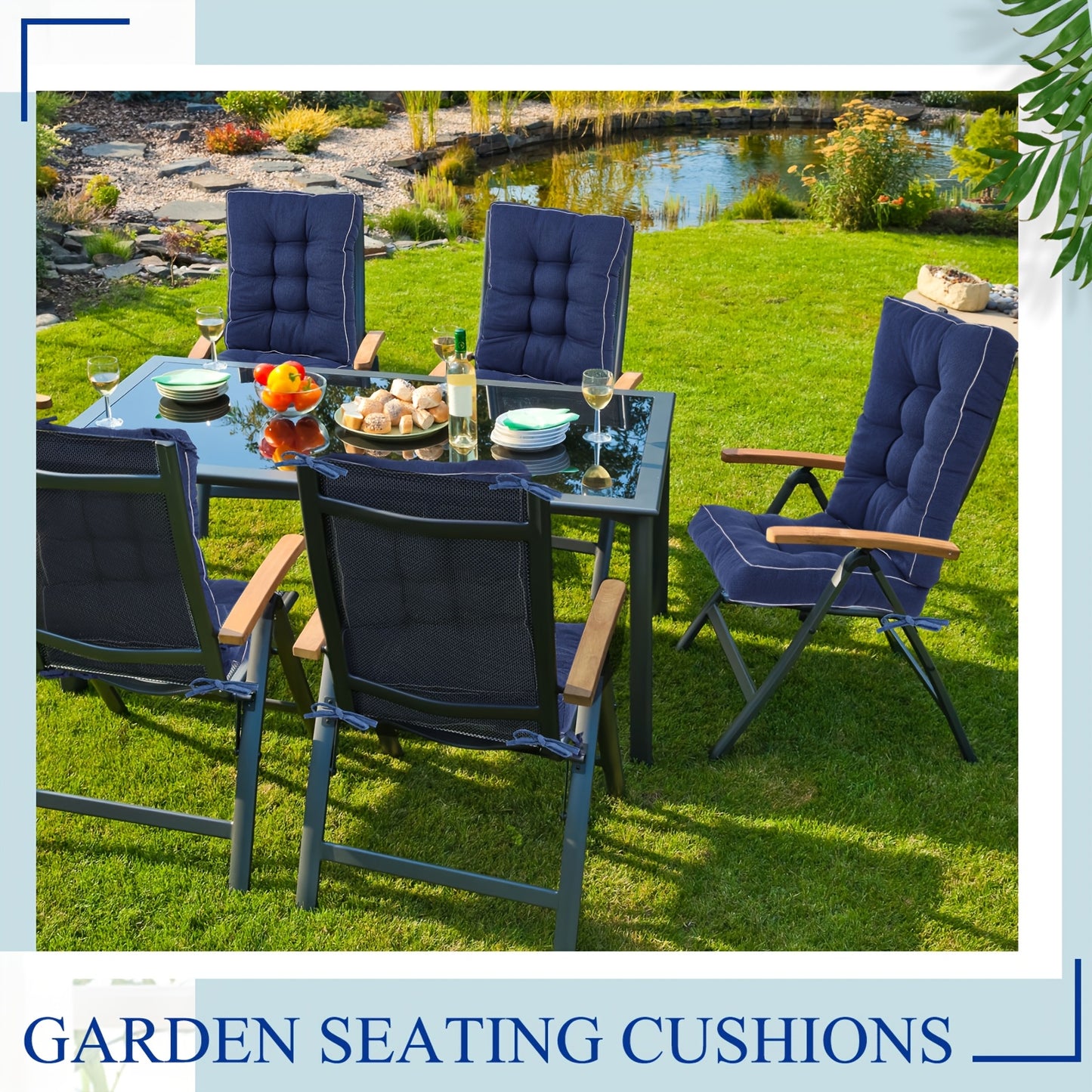 High-Back Outdoor Chair Cushions with Ties, Waterproof, 4-Pack