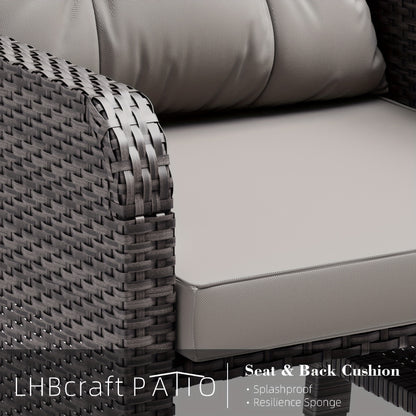 5-Piece Wicker Patio Set, Lounge Chairs, Ottomans & Glass Table