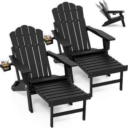 HDPE Adirondack Chair with Ottoman, Adjustable, All-Weather