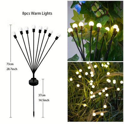 Solar Firefly Garden Stake Lights, 8-Pack, IP65 Weatherproof