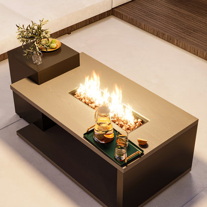 All-Weather Steel Outdoor Coffee Table, 53" Wood Grain, Easy Assembly