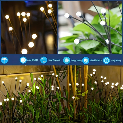 Solar Firefly Garden Stake Lights, 8-Pack, IP65 Weatherproof