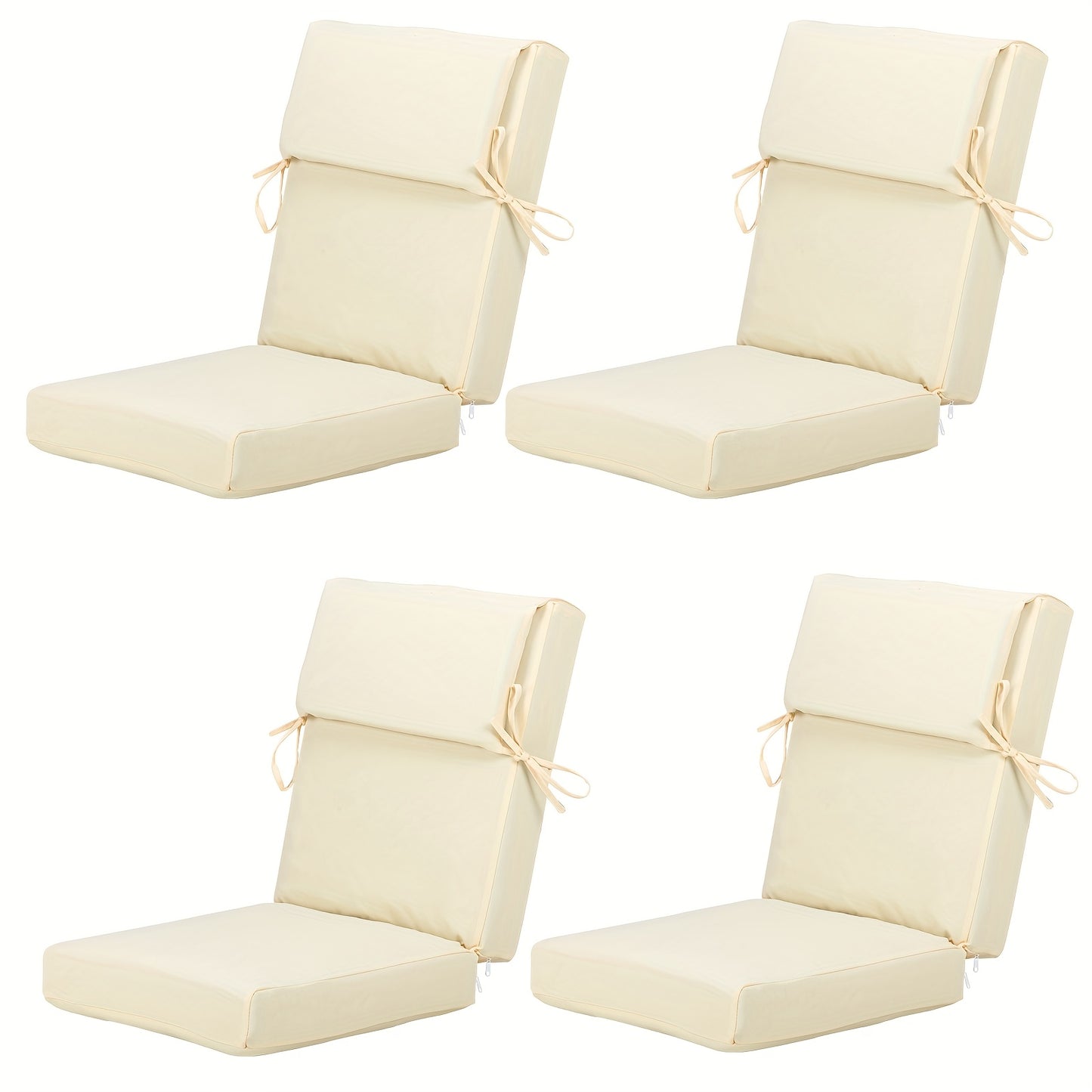High-Back Patio Cushions, Olefin Fabric, 46" × 21" × 4", Set of 4